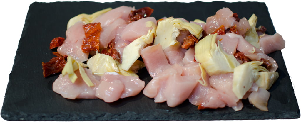 Tagliata di Petto di Pollo con Carciofini e Pomodorini Secchi