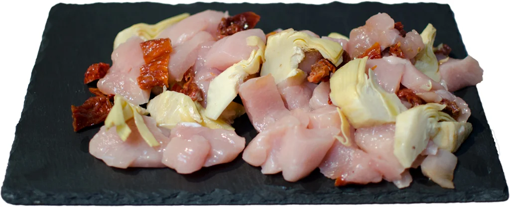 Tagliata di Petto di Pollo con Carciofini e Pomodorini Secchi