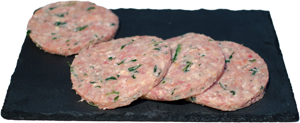 hamburger di carni bianche con rucola e formaggio